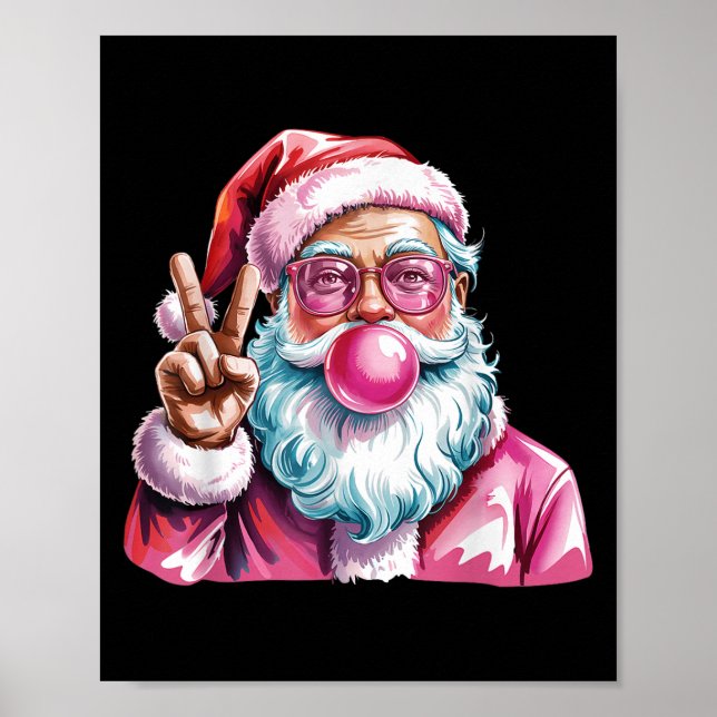 Poster Sinal de Paz de Natal Mão Santa Claus Nk Bubble Gu (Frente)