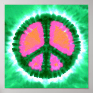 Poster Sinal de Paz Elétrica Tie-Dye