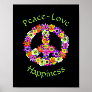 Poster Sinal de Paz Floral Ama Felicidade