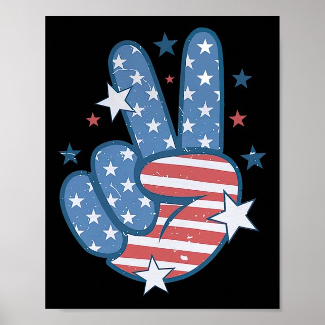 Poster Sinal De Paz Groovy 4 De Julho (Frente)