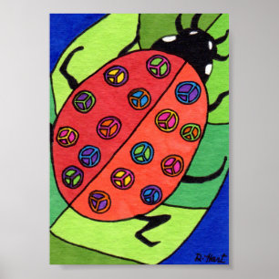 Póster Sinal de Paz Ladybug Mini Folk Art
