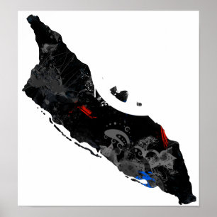 Poster Sinal de paz na moda de Aruba com mapa de Aruban