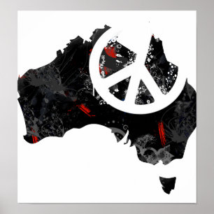 Póster Sinal de paz na moda de Austrália com mapa