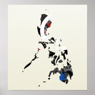 Póster Sinal de paz na moda de Filipinas com mapa da