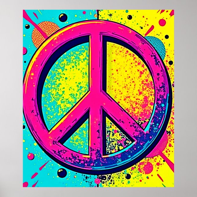 Poster Sinal de Paz Retro Colorido (Frente)