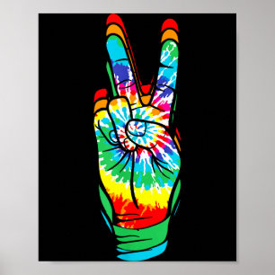 Poster Sinal de Paz Retro Vintage Tie Dye 60's 70's Hipe