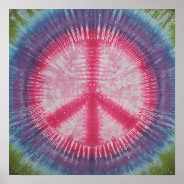 Póster Sinal de Paz Rosa Tie Dye (Frente)