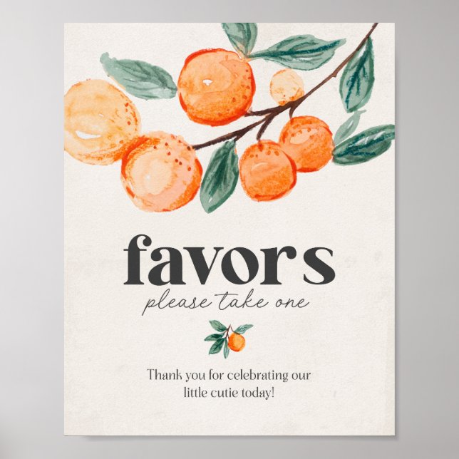 Poster sinal de pequenos chás de fraldas bonitos (Frente)