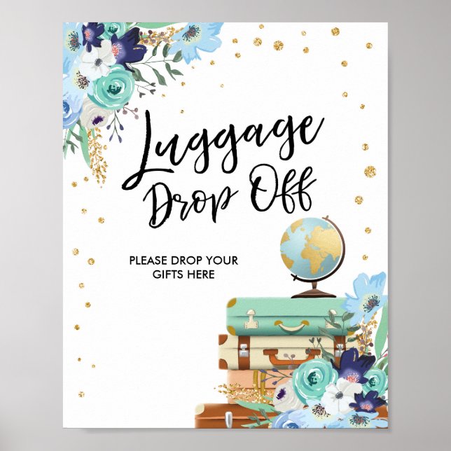 Poster Sinal de perda de bagagem Viagem chá senhorita par (Frente)