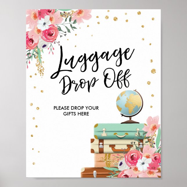 Poster Sinal de perda de bagagem Viagem chá senhorita par (Frente)
