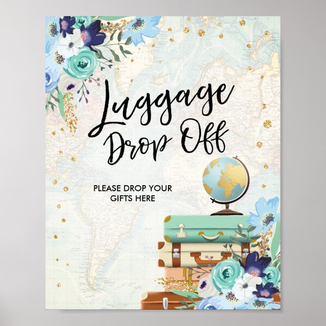 Poster Sinal de perda de bagagem Viagem chá senhorita par (Frente)