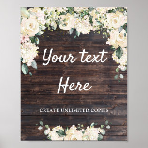 Poster Sinal de personagem do boho floral branco verde de