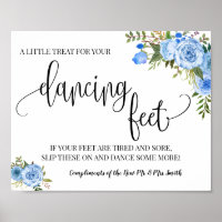 Sinal de pés dançantes chinelos azul de casamento