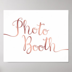 Poster Sinal de PHOTO BOOTH em Rosa Dourado Chic para Imp