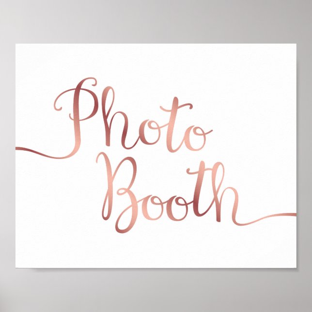 Poster Sinal de PHOTO BOOTH em Rosa Dourado Chic para Imp (Frente)