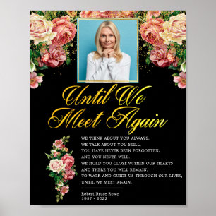 Poster Sinal de Poema de Funeral de Foto Floral Rosa Eleg