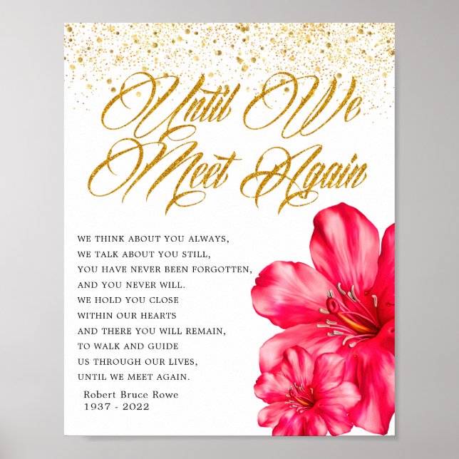 Poster Sinal de Poema de Funeral Floral Elegante Memorial (Frente)