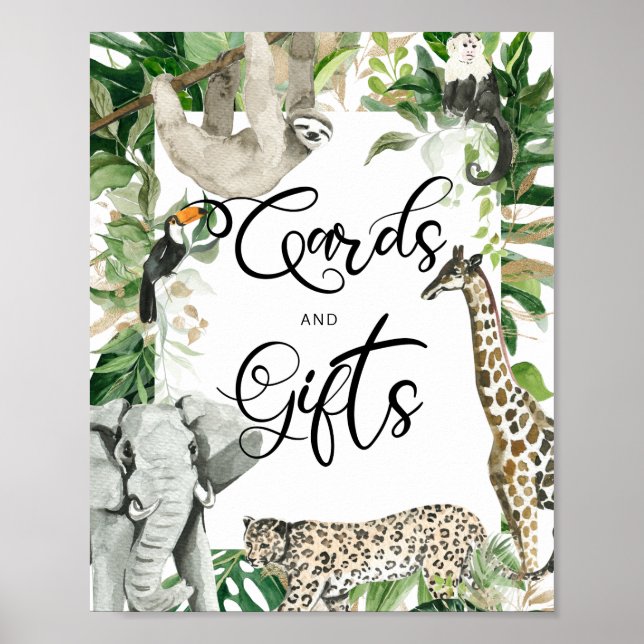 Poster Sinal de Presente Animal Safari Selvagem Tropical (Frente)