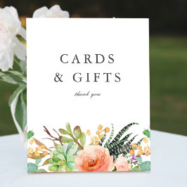 Poster Sinal de Presente de Casamento Suculente de Aquare