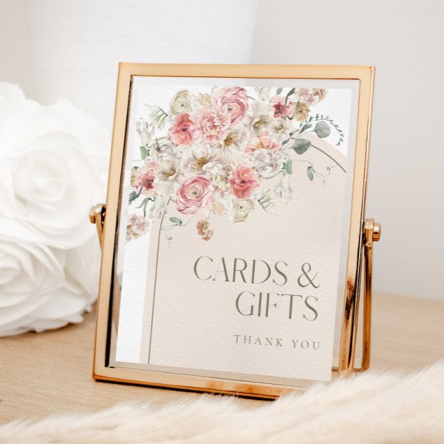 Poster Sinal de Presente e Placas Florais Blush (Criador carregado)