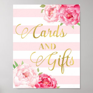 Poster Sinal de Presentes de Cartões Florais de Aquarela