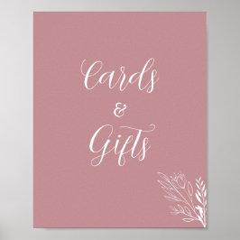 Poster Sinal de Presentes de Cartões Rosa e Branco ROE