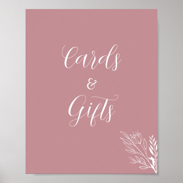 Poster Sinal de Presentes de Cartões Rosa e Branco ROE (Frente)