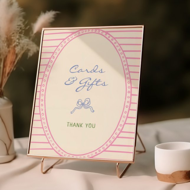 Poster Sinal de presentes e cartões coloridos desenhados  (Criador carregado)