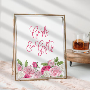 Poster Sinal de presentes e cartões de jardim Rosé