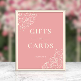 Poster Sinal de presentes e cartões de pintura em linha d