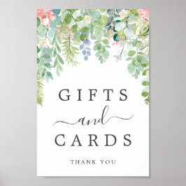 Poster Sinal de presentes e cartões de verde suave