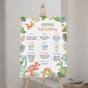 Poster Sinal de primeiro aniversario de Dinossauros da Se