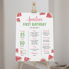 Poster Sinal de primeiro aniversario de Melancia de Verão