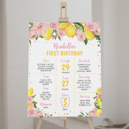 Poster Sinal de primeiro aniversario de Milestone Rosa Fl