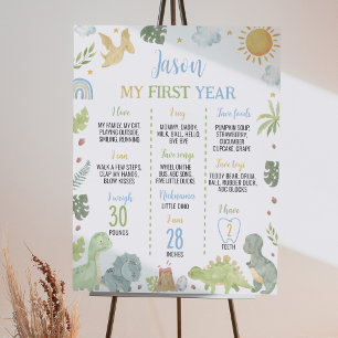 Poster Sinal de primeiro aniversario dos Dinossauros Cute