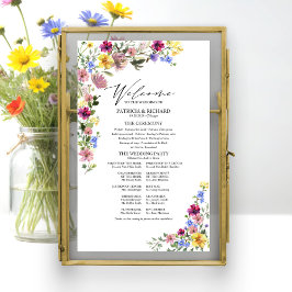 Poster Sinal de Programa de Casamento de Boho Flor Silves