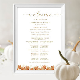 Poster Sinal de Programa de Casamento de Folhas de Outono