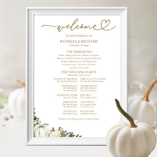 Poster Sinal de Programa de Casamento de Outono com Abóbo