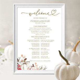 Poster Sinal de Programa de Casamento de Outono com Abóbo
