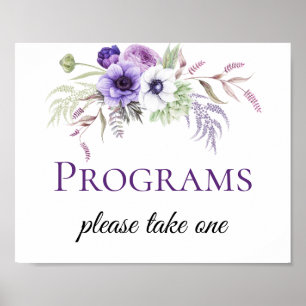 Poster Sinal de Programa de Casamento Floral Lavanda Roxo