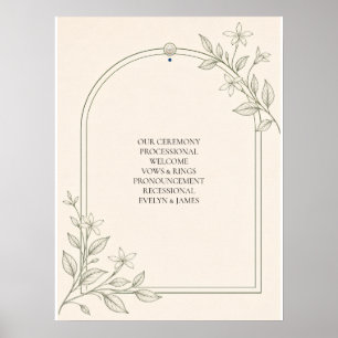 Poster Sinal de Programa de Cerimônia de Casamento Botâni