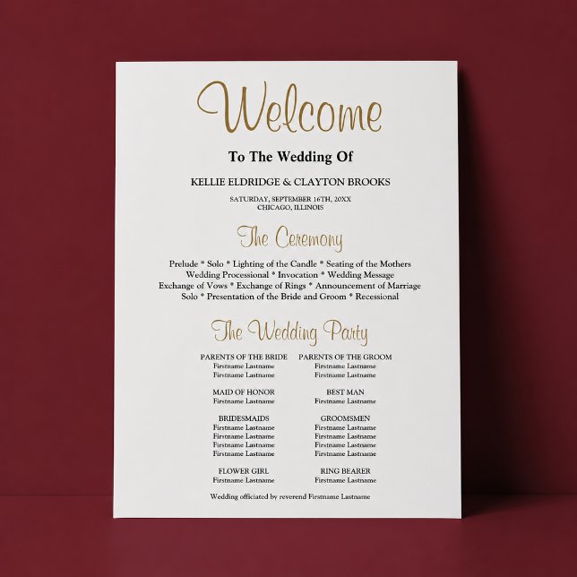 Poster Sinal de Programa de Cerimônia de Casamento Simple (Criador carregado)