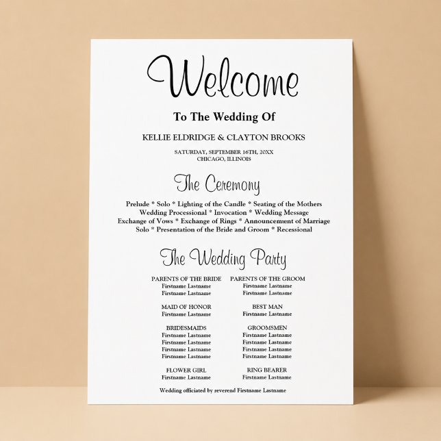 Poster Sinal de Programa de Cerimônia de Casamento Simple (Criador carregado)
