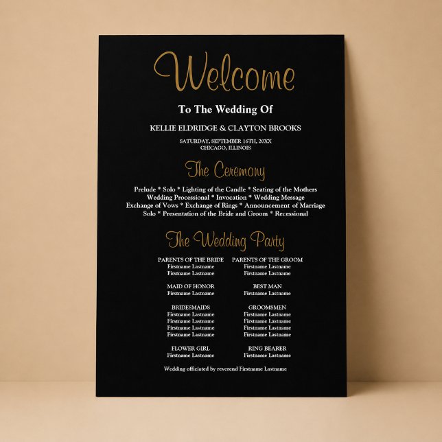 Poster Sinal de Programa de Cerimônia de Casamento Simple (Criador carregado)