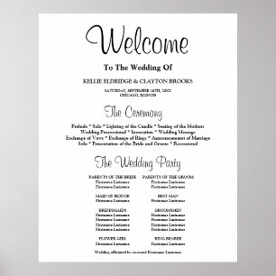 Poster Sinal de Programa de Cerimônia de Casamento Simple