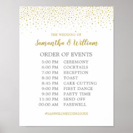 Poster Sinal de Programação de Casamento de Confetti Dour