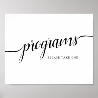 Poster Sinal de "Programas" de Casamento de Caligrafia Pr