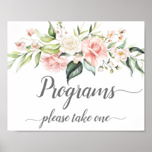 Poster Sinal de Programas de Casamento de Rosas Brancas R