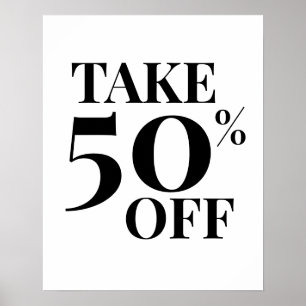 Poster Sinal de Promoção de 50% de Desconto, Promoção Pre