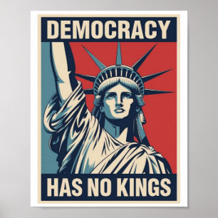 Poster Sinal de Protesto Democracia Não Tem Reis: Estátua